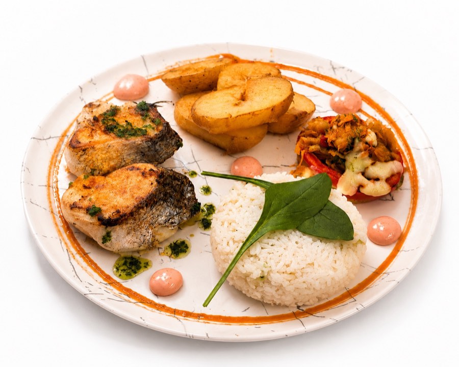 Bacalao con salsa de gambas