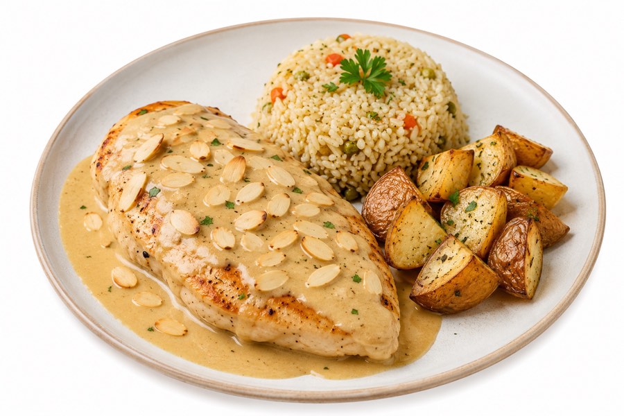 Pollo con salsa de almendras